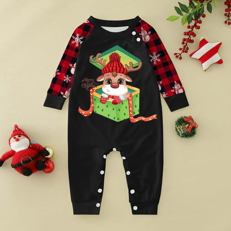 

ERTUTUYI Christmas Baby Pajamas Suit Family Xmas Pajamas Cute Print Sleepwear Matching Set Christmas Family Matching Pajamas Black 70