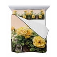 thumbnail image 7 of Quilts Twin Size Bedding Set, Spring Floral Lightweight Quilted Comforter, Yellow Roses Flowers Rustic Botanical Pink Soft Reversible Bedspread Coverlet with Pillow Covers for All Season, 68" x 86", 7 of 7