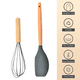 thumbnail image 3 of Los utensilios de cocina de la cocina fijaron, utensilios antiadherentes del silicón fijados con la manija de madera, sistema de la espátula de los utensilios, 3 of 5