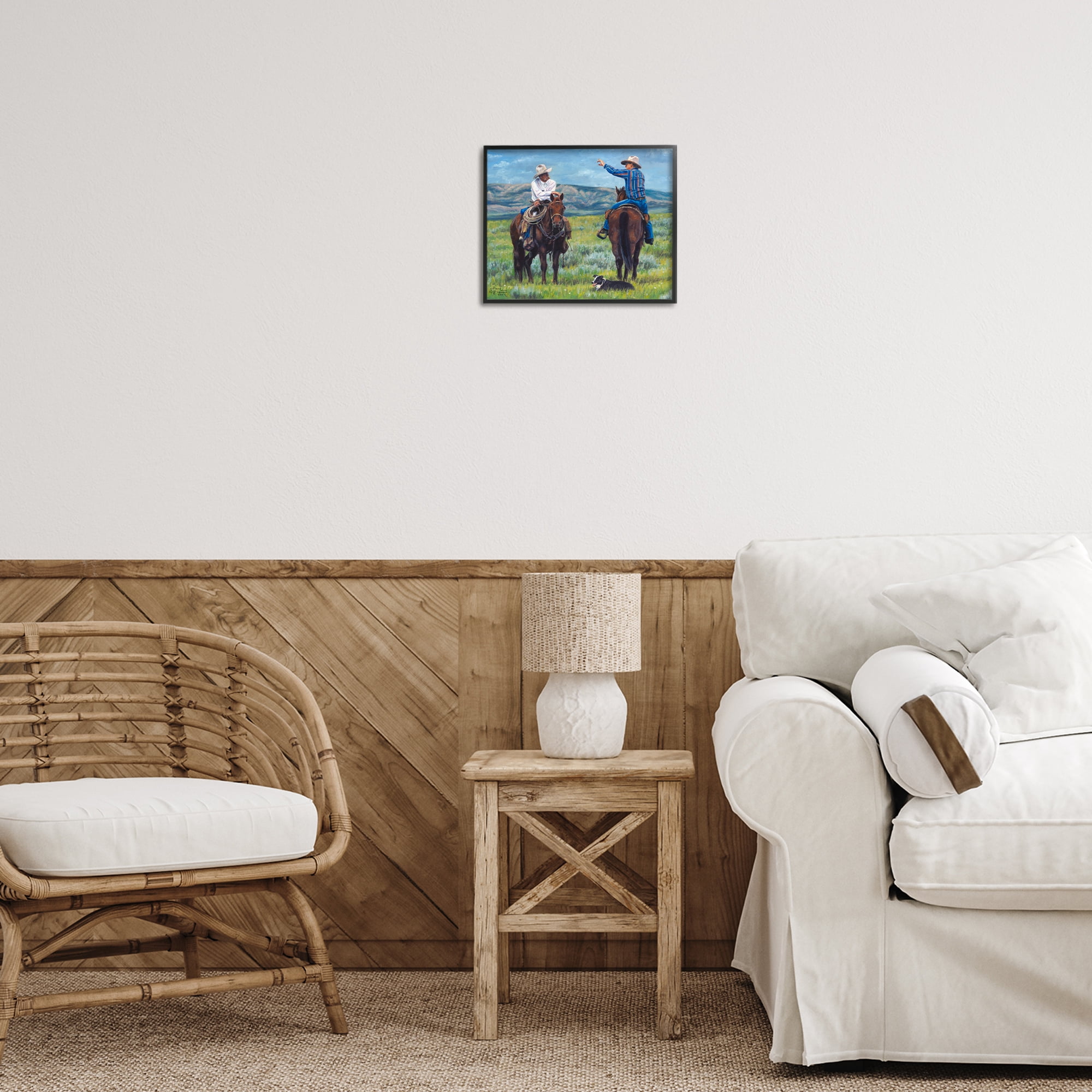 Stupell Industries Cowboy Logic Scene Animals & Insects Painting Black Framed Art Print Wall Art, 14 x 11