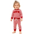thumbnail image 2 of Rhoudy Cute Clothes For Girl 12 Months Valentines Day Outfit Heart Embroidery Stripe Long Sleeve Top And Pants Two Piece Playwear Fashion Outfits Red, 2 of 5