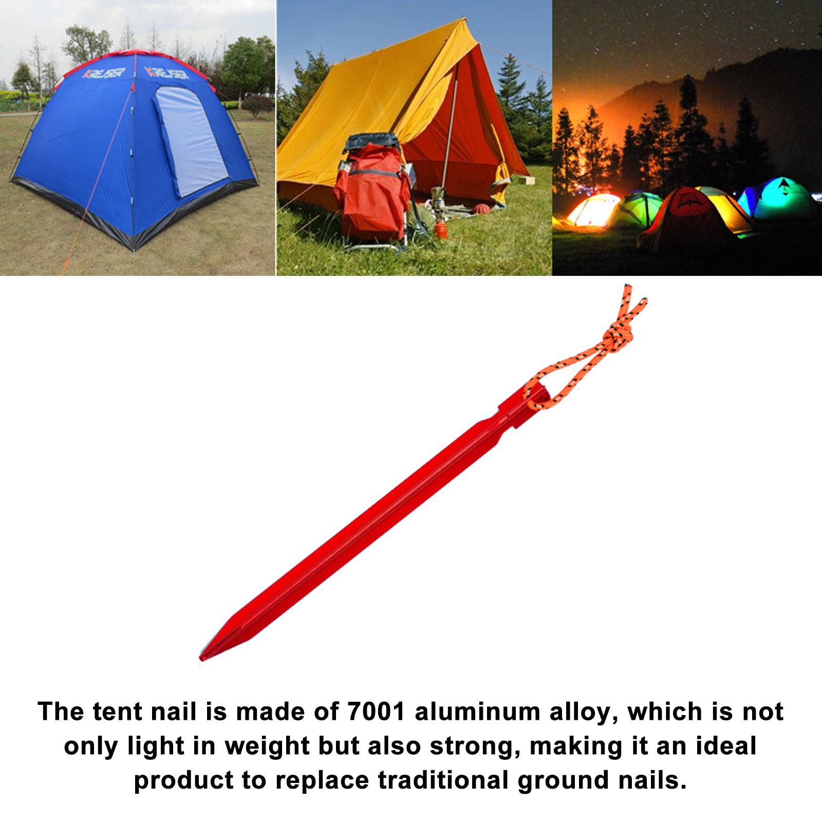 SIELUNO Aluminum Alloy Tent Stakes 10pieces Lightweight Stakes Camping Spikes Ultralight Tent Nail-Silver-18cm