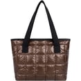 thumbnail image 1 of LHSHID Women Retro Nylon Tote Hanbag Large Quilted Cotton Down Hobo Shoulder Bag Purse, 1 of 3