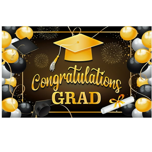 Dainzusyful Classroom Decor Tools Extralarge Congrats Grad Banner 180X110 Cm | Graduation Party Decorations 2023 Black And Gold | Graduation Banner 2023 | Graduation Clof 2023 | Red 2023 Graduatio