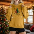 thumbnail image 2 of Lopecy-Sta Women's Christmas Tree Merry Christmas Print Hoodie, Fleece-Lined Japanese Sweatshirt Long Sleeve Pocket Pullover Yellow XL, 2 of 3