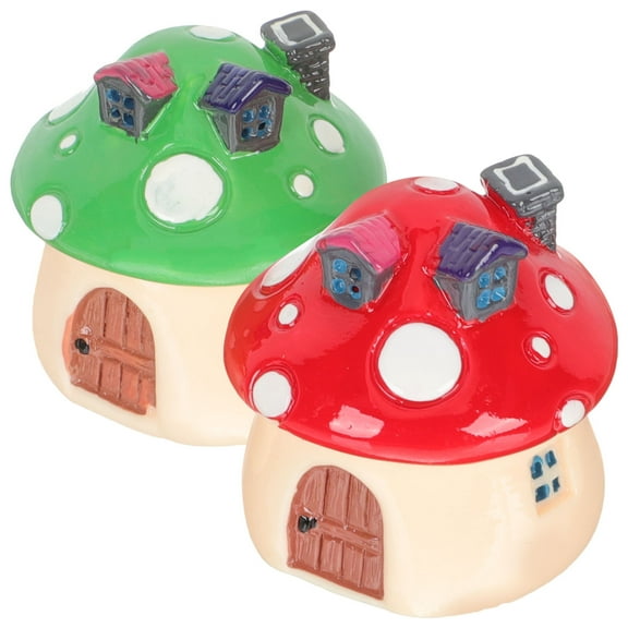 TAILTOSS 2Pcs Miniature Mushroom House Decor for Indoor Decoration and Garden Statues