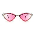 thumbnail image 3 of Womens Bling Rhinestone Rimless Cat Eye Metal Rim Luxury Sunglasses Gold - Pink, 3 of 8