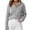 Gray, variant on AherBiu Sweater Tops for Women 1/4 Zip up Lapel V Neck Ribble Knitted Long Sleeve Loose Shirt Blouse Pullover
