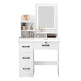 thumbnail image 2 of Fogcroll Makeup Desk Makeup Vanity Table with Mirror and Light,Large Vanity Desk with 6 Opening Shelves, 4 Drawers Easy Assembly Makeup Vanity Desk Bedroom Dressing Table, 2 of 11