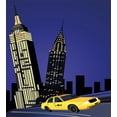 thumbnail image 3 of City Queen Size Duvet Cover Set, Skyscrapers and Taxi New York Theme American Downtown Scenic Skyline, Decorative 3 Piece Bedding Set with 2 Pillow Shams, Violet Blue Yellow Black, by Ambesonne, 3 of 3