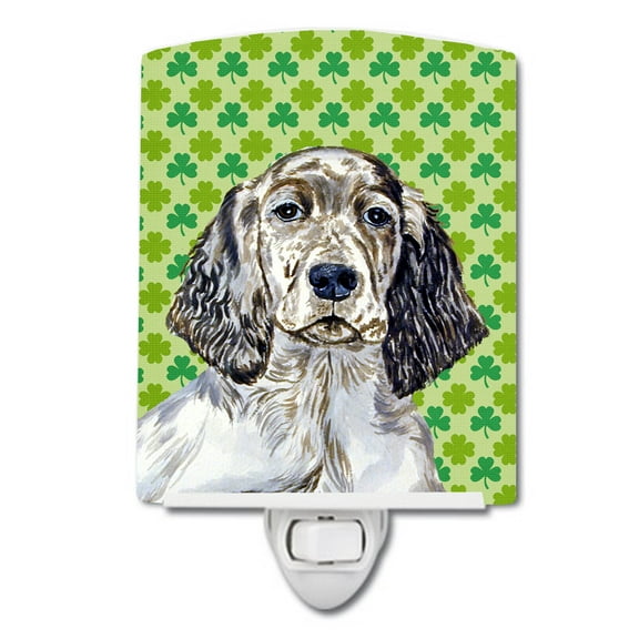 Caroline's Treasures LH9187CNL English Setter St. Patrick's Day Shamrock Portrait Ceramic Night Light, 6x4x3",