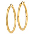 thumbnail image 2 of Auriga 14k Yellow Gold 3mm Tube Hoop Earrings for Women(L-45mm, W-3mm), 2 of 5