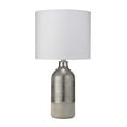 thumbnail image 1 of Benzara BM241214 Ceramic Table Lamp with Formal Stripes, White & Silver, 1 of 5