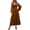Brown, variant on Lnmiateer Women Wrap V Neck A-Line Maxi Dress Long Puff Lantern Sleeve Ruched Side Flowy Elegant Summer Vacation Dress