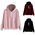 thumbnail image 2 of Las mujeres de moda otoño con capucha sudadera con cordón de color sólido de manga larga suelta Abanopi Sudadera, 2 of 5