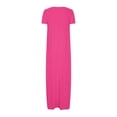 thumbnail image 4 of Robe Chemise Longue Robe Maxi Manches Courtes Robes d'Été Décontractées Tendance Robe Crayon Articles en Solde Rose Vif 2TG, 4 of 5