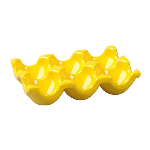 Ceramic Egg Box Egg Tray Holder Non Slip Egg Storage Organizer for Fridge Refrigerator Kitchen Worktop Countertop Decorative Accessories Holds 6 Chicken Eggs