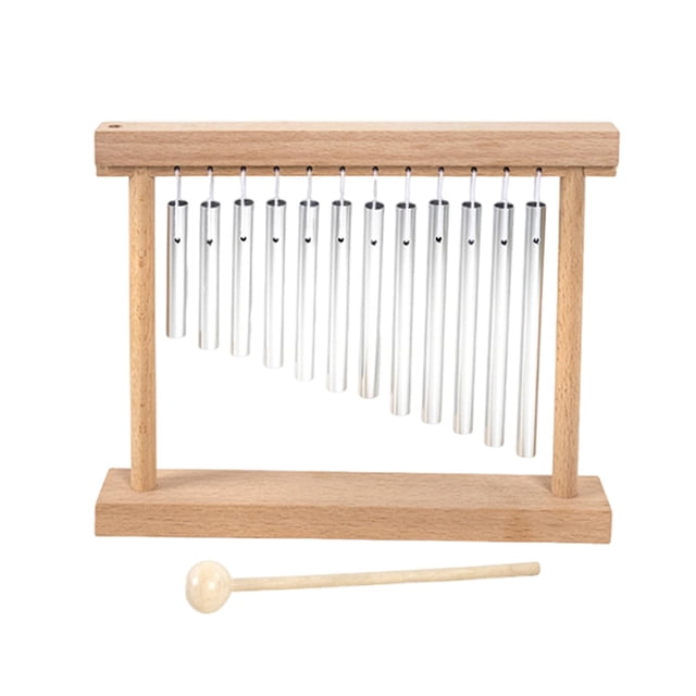de mano de 12 para decoración de escritorio con soporte de madera, instrumento de percusión musical para practicar y niños.