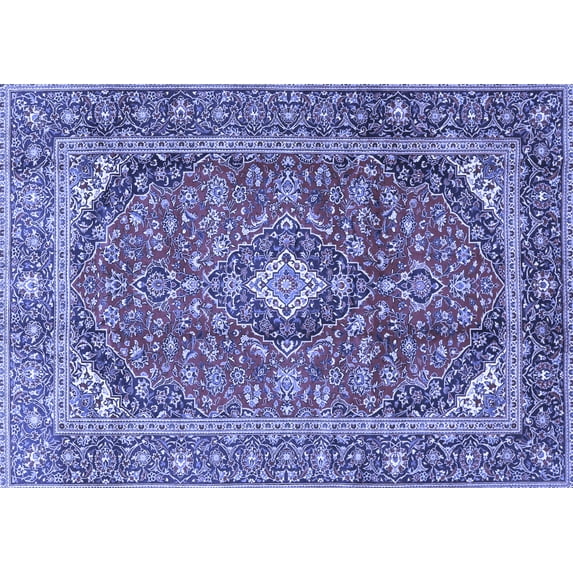 Ahgly Company Machine Washable Indoor Rectangle Persian Blue Traditional Area Rugs, 4' x 6'