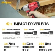 Hi-Spec 44-Piece Durable Metric Impact Drill Bit Set for Metal, Nut Driver & Screw Holder with Case