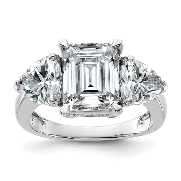 Auriga Fine Jewelry 14K White Gold Three Stone Moissanite Engagement Ring for Women Size 7 (Carat: 4.5cttw, Color: D-F)