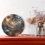 WOBOGO Gate Of Chaos Wall Clock 10in Silent Mechanism Battery Operated Retro Style for Living Room Bedroom and Kitchen Black Pointer