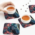 thumbnail image 7 of Pofeuu Colorful Floral Patterned Horse Print Leather Coasters Set of 6, Round Cups Mugs Mat Pad for Home Kitchen Heat Resistant Drink Coasters,Square, 7 of 7
