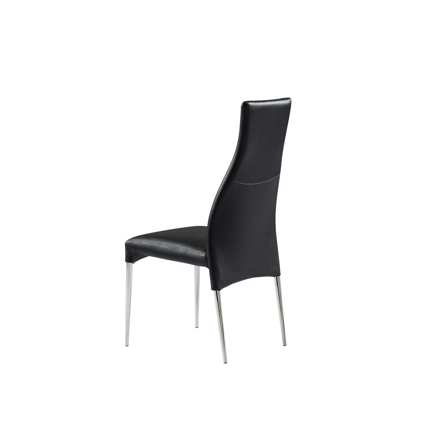Curtis Dining Chair, Faux LeatherColorBlack,FinishPolished Stainless Steel