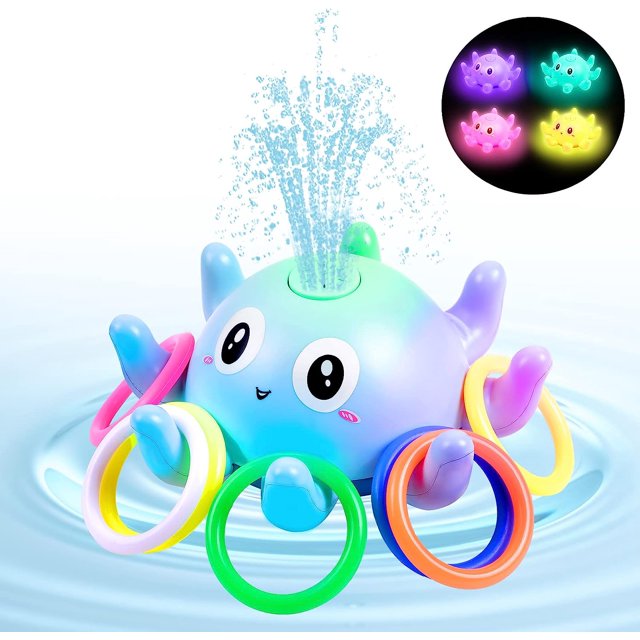 BEMS-1Pcs juguetes de baño, juguete de piscina con pulverizador de pulpo, bañera para bebé