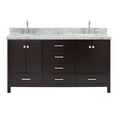thumbnail image 2 of Ariel Cambridge 67 Inch Double Rectangle Sink Vanity With Carrara White Marble Countertop With 1.5 Edge In Espresso, 2 of 10