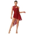thumbnail image 6 of iiniim Lyrical Dance Dress for Women Irregular Flowy Tulle Skirt Leotard Contemporary Dancewear Red L, 6 of 7