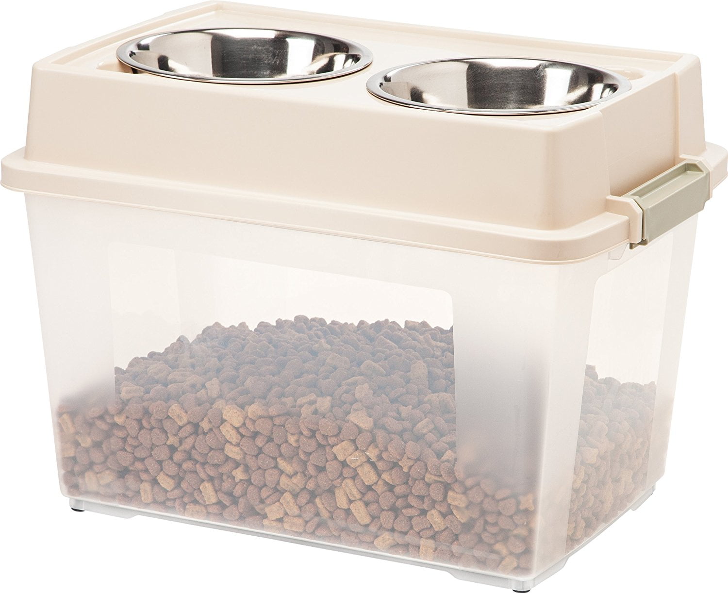 large dog feeder with storage