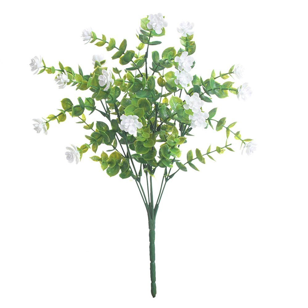Plastic Flower Bouquet Artificial Floral Decor Fake Flower,White