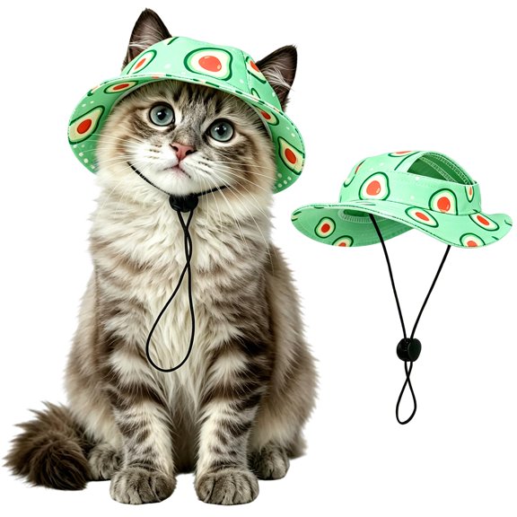 Cat Hats for Cats Only - Adjustable Sun Hat with Ear Holes & Chinstrap, Summer Cowboy Baseball Cap Costume for Small Dogs & Cats
