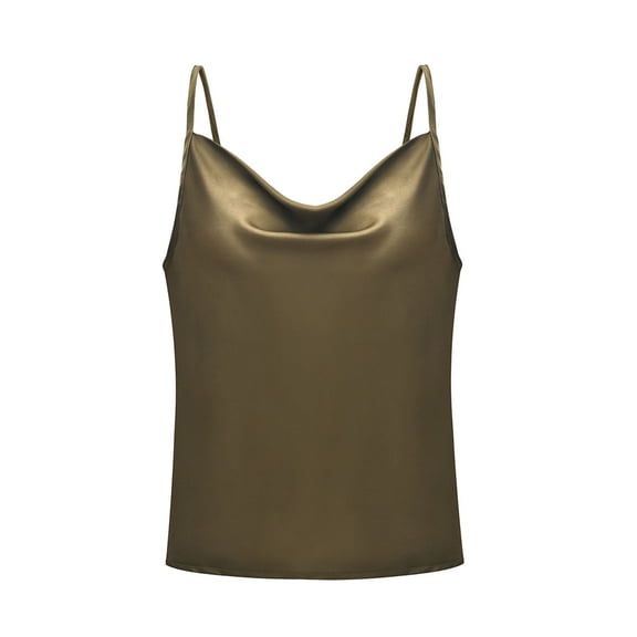MSJUHEG camisole Spaghetti Strap Summer Womens Tank Tops Going Out Tops Loose Fit Cami Tanks Plus Size Tank Tops Tank Tops for Women Wider Strap Camisole Cami Blouse Army Green L