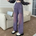 thumbnail image 4 of Women Baggy Jeans Trousers With High Waist E Girl Style Streetwear Casual Vintage Denim Trousers Loose Straight Leisure Trousers, 4 of 8