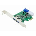 thumbnail image 2 of IO Crest SY-PEX20140 2 Port USB 3.0 and 19 Pin Header PCI-e 2.0 x 1 Controller Card Molex Power Renesas Chipset Green, 2 of 8