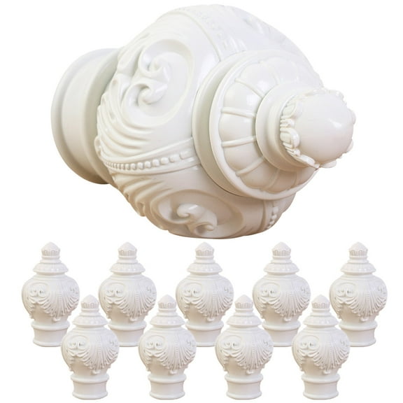 WHAMVOX 10pcs Curtain Rod Finials Decorative White Plastic Ends for Curtain Rod  Simple Installation