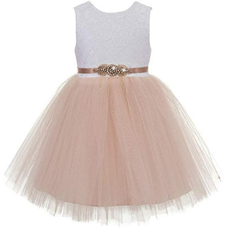 

V-Back Backless Lace Junior Flower Girl Dress Birthday Party 206R1