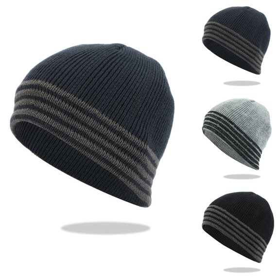 Paiwinds Color Block Knitted Hat for Women, Warm Pullover Beanie Hip Hop Skull Cap, Winter Knit Hat with Stripes
