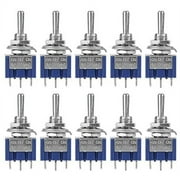 Industrial Toggle Switches, ON-Off-ON Mini Toggle Switch SPDT 3-Position 3-Pin 6mm 6A 125VAC, Industrial Replacement Switches