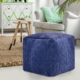 thumbnail image 4 of LR Home Medium Solid Nautical Indoor Cube Pouf, Navy, 18" x 18" x 18", 4 of 7