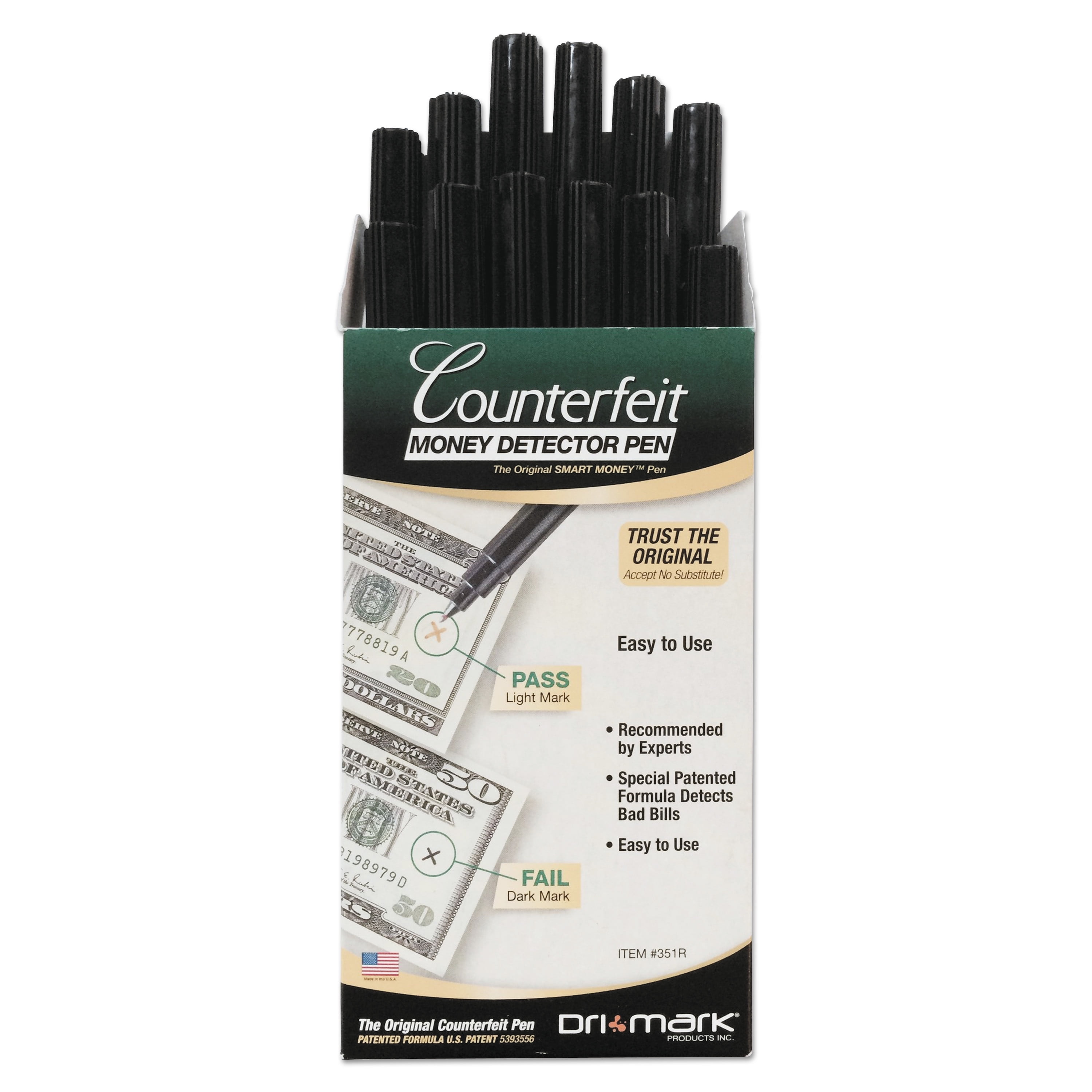 Dri Mark Smart Money Counterfeit Bill Detector Pen for Use with U.S Dozen Currency 