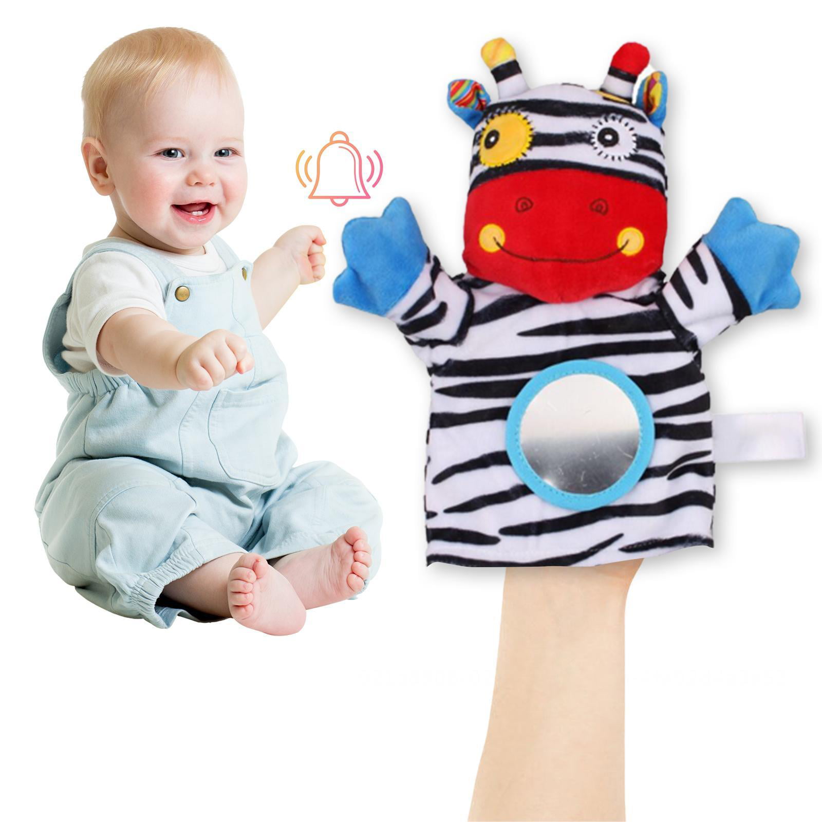Teaching Baby Animal Hand Puppets Preschool & Role-Play Elephant Soft Plush Stuffed Animal Puppet Toy for Storytelling Soothing Security Blanket with Silicone Teething Toy 
