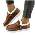 thumbnail image 6 of CAICJ98 Women's Warm Lace up Loafers Casual Cozy Flat Slip on Wide Width Shoes Non-Slip Lightweight Canvas Driving Walking Shoes Women's Winter Boots (Coffee,Size 6.5), 6 of 7