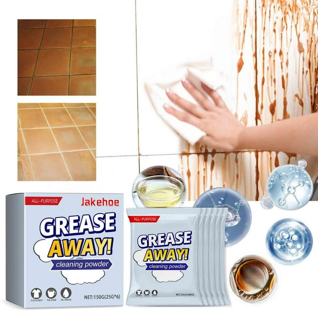 Limpiador en polvo descontaminante para cocina, elimina manchas de grasa, 25 g x 6 unidades