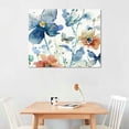 thumbnail image 2 of Chilfamy Flower Canvas Wall Art Blue Floral Canvas Painting Pictures for Gallery Wall Decor Butterfly Flies in Indigo Flowers Canvas Prints Artwork for Living Room Bedroom Home Wall Decor 20x16in, 2 of 6