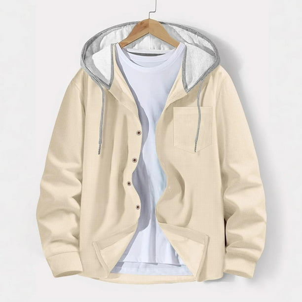pstuiky camisas de manga larga para hombre, Sudadera con capucha y manga larga para hombre, estilo casual, color liso, estilo blusa salir tops s