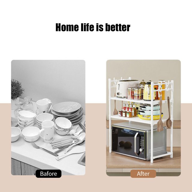 RKSTN Plasti C Storage Rack Countertop Microwave Thickened Shelf Oven Compartment Shelf Kitchen Spice Towel Shelf Kitchen Gadgets