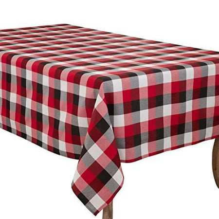 

Fennco Styles Classic Buffalo Plaid Cotton Blend Tablecloth - Holiday Plaid Table Cover for Christmas Home Dining Room Decor Banquet Family Gathering and Special Occasion